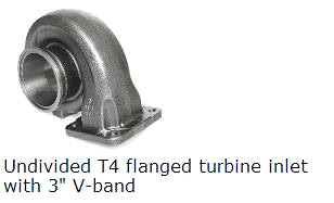 Undivided T4 flanged turbine inlet with 3" V-band  (1.06AR only)