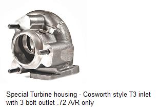 Special Turbine housing - Cosworth style T3 inlet with 3 bolt outlet