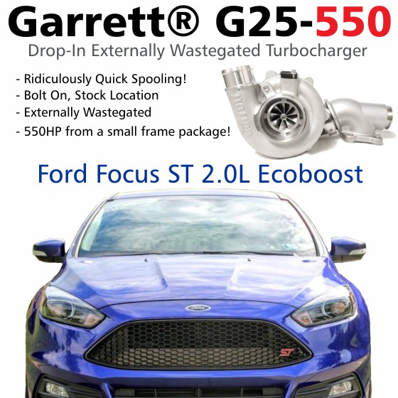 Ridiculously Quick Spooling! ATP Turbo is now shipping G25-550 Externally Wastegated Turbos for the Ford Focus ST 2.0L Ecoboost.