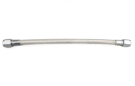 Steel braided Hose, -6 AN Line, for coolant or oil use, 12 inches long,  straight/straight ends