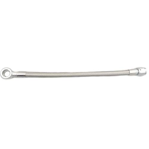 Steel braided Hose (14mm Banjo & Straight Ends), -6 AN, for coolant or oil use, 24 inches long Line