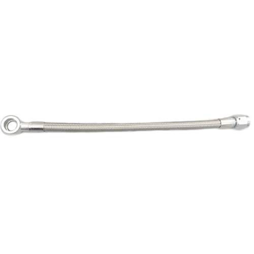 Steel braided Hose (14mm Banjo & Straight Ends), -6 AN, for coolant or oil use, 18 inches long Line